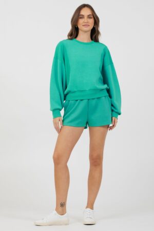 Caribbean Turquoise Shorts + Crew 2-Piece Set