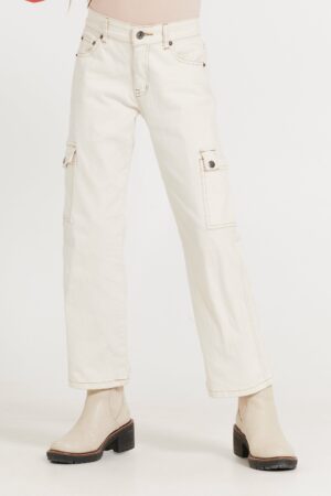 Kids Cream Cargo Jean