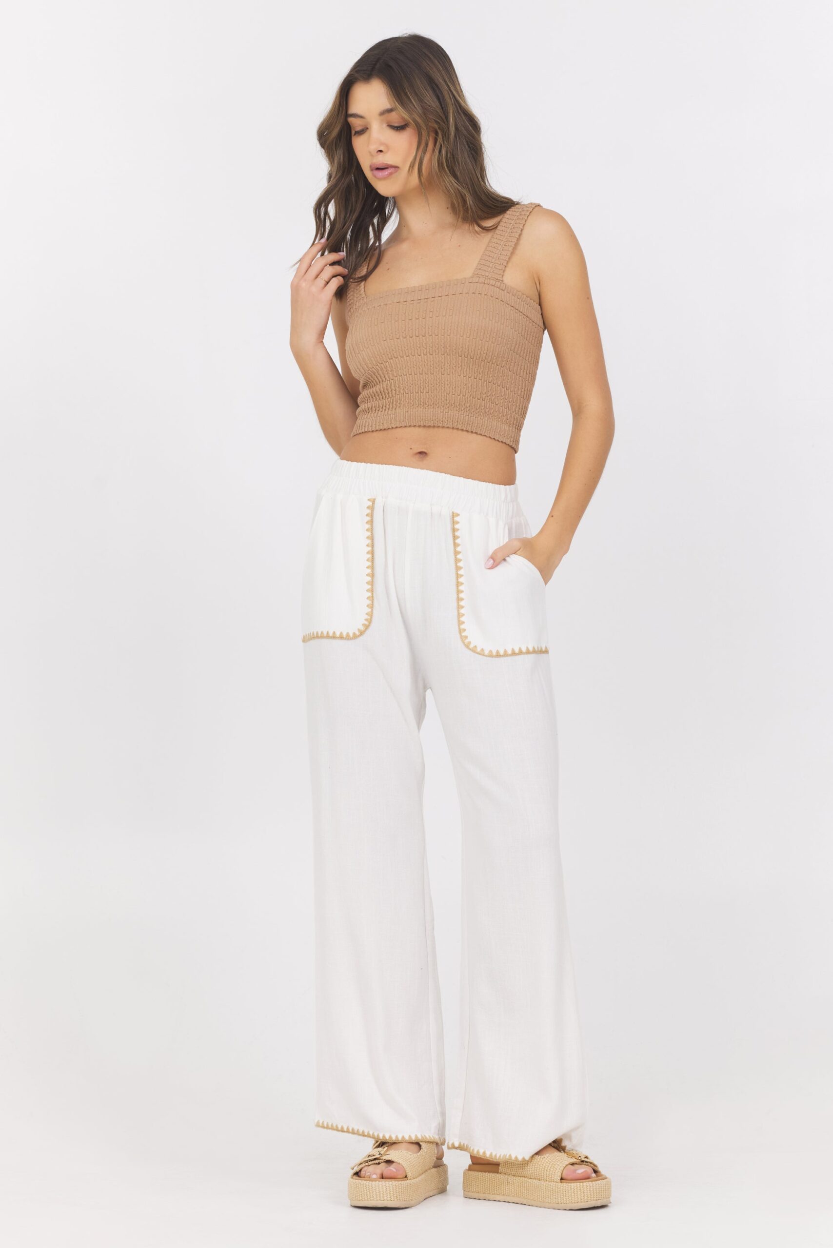 White Whip Stitch Button Up + Pant 2-Piece Set - Image 2