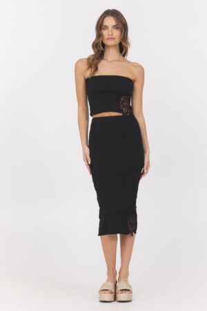 Black Rib Top + Skirt 2-Piece Set