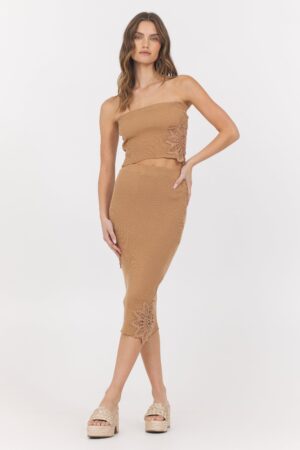 Caramel Rib Top + Skirt 2-Piece Set