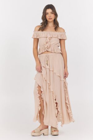 Champagne Toast Ruffle Top + Skirt 2-Piece Set