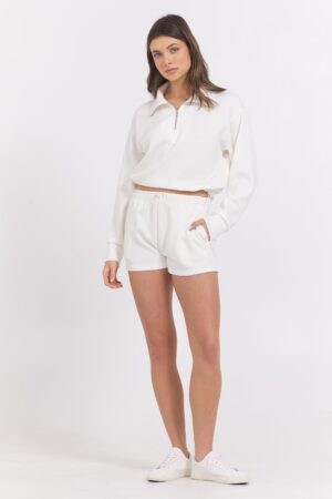 Egg Shell Cloud Shorts + Quarter Zip 2-Piece Set