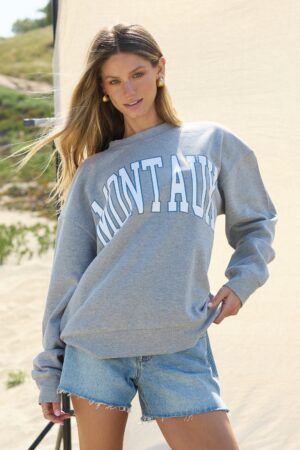 "Montauk" Heather Grey Surf Wash Crewneck