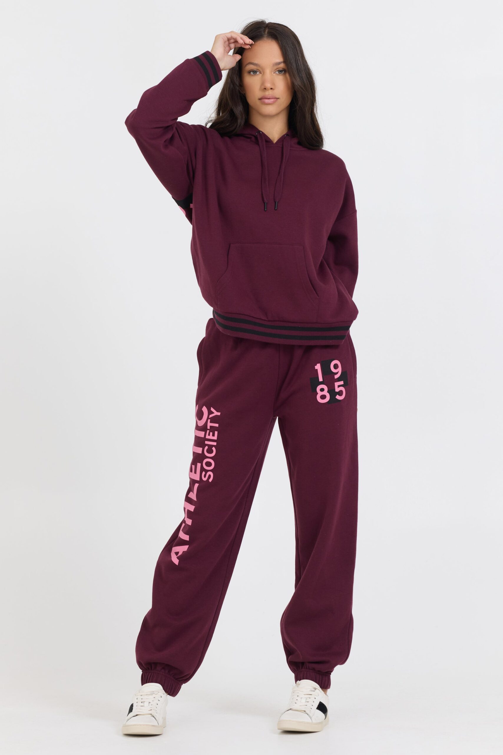 Cabernet W/ Rose Printed Heavy Surf Wash Hoodie - Image 3