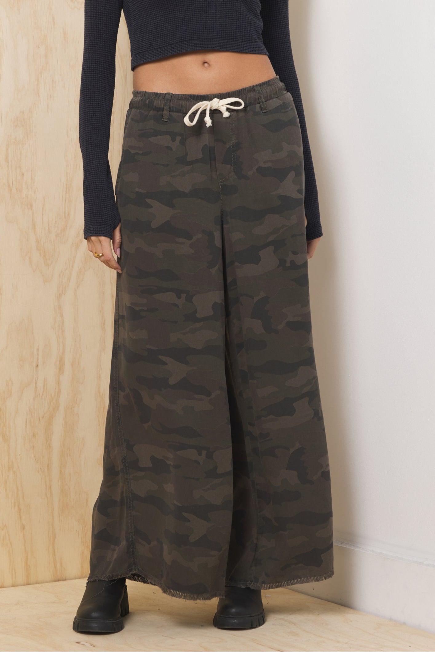 Tencel Wide Leg Pant - Camo - Image 2