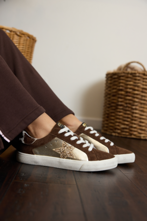 GRANDE - BROWN SUEDE/GOLD FOIL
