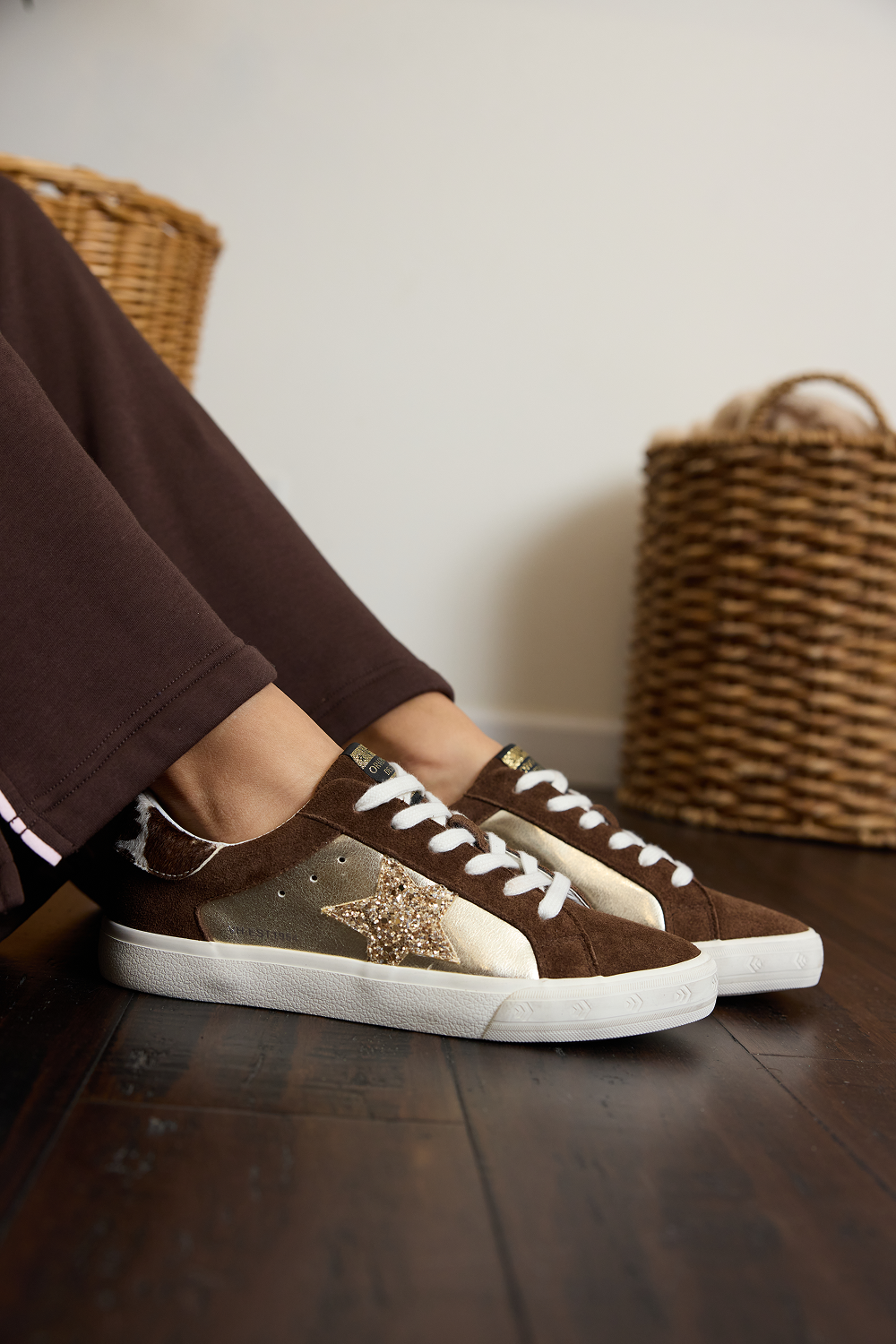 GRANDE - BROWN SUEDE/GOLD FOIL