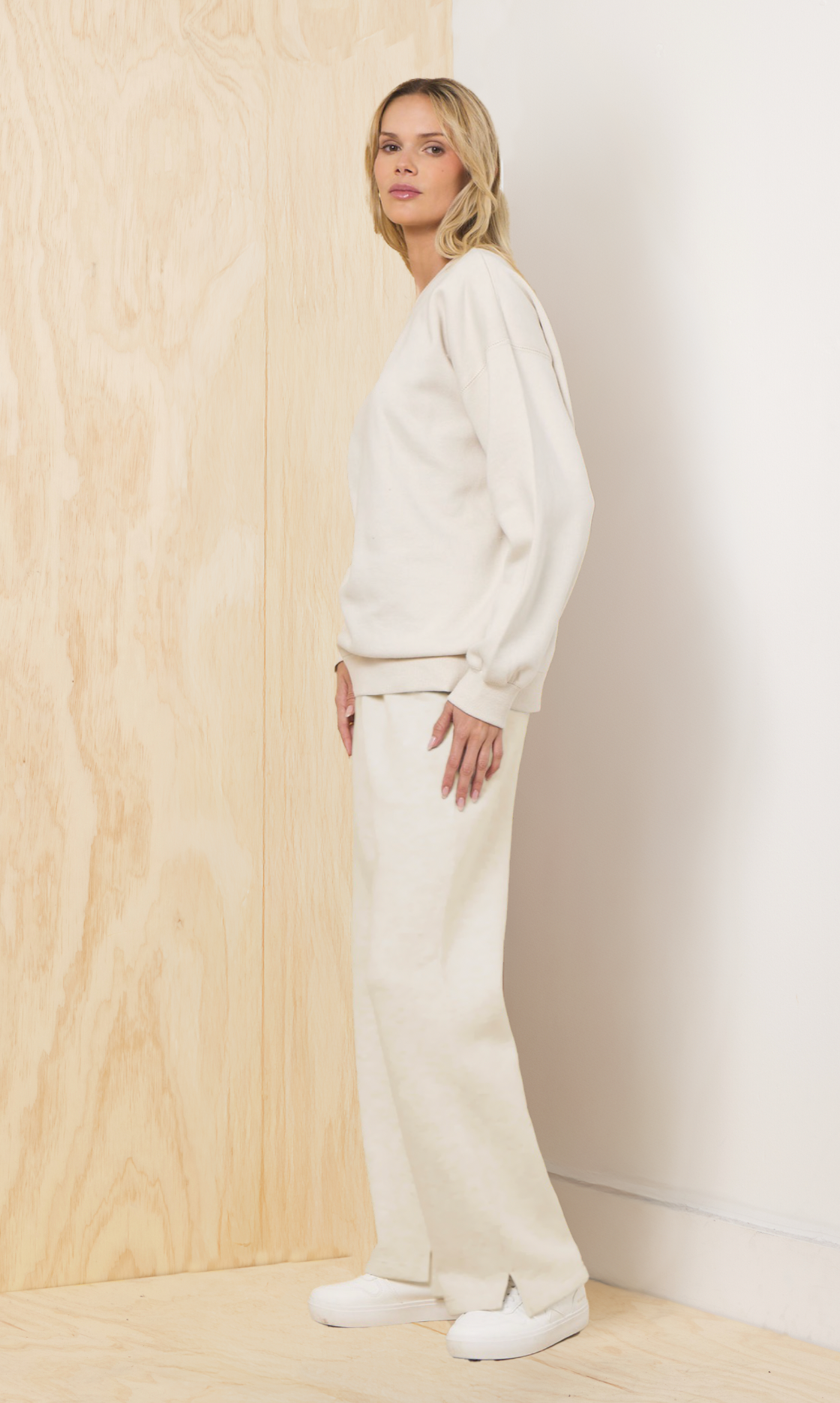 Proweave Fold Over Sweatpants - Bone - Image 2