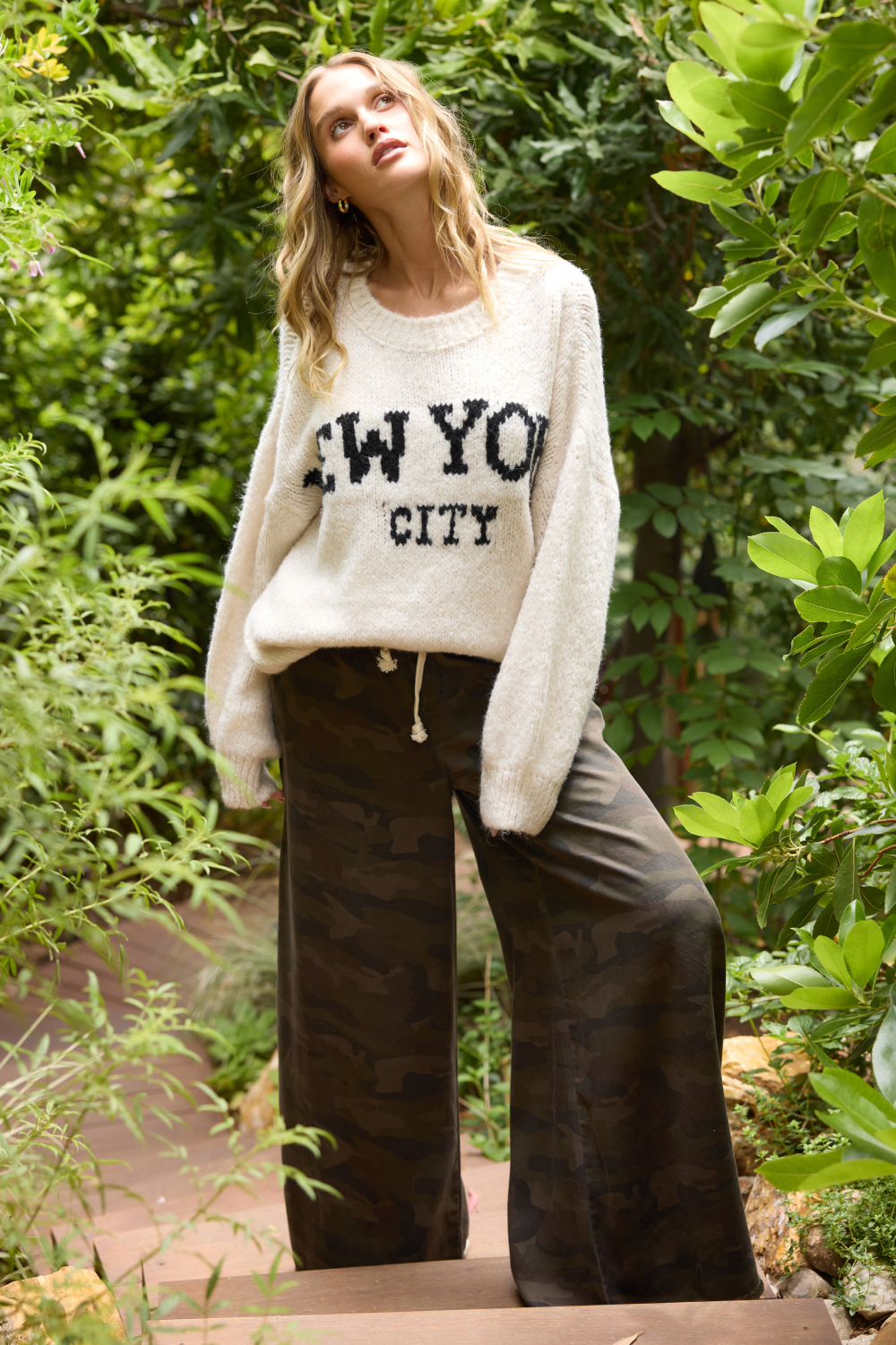 Tencel Wide Leg Pant - Camo