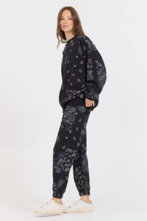 Black Bandana Printed Crew + Jogger 2-Piece Set