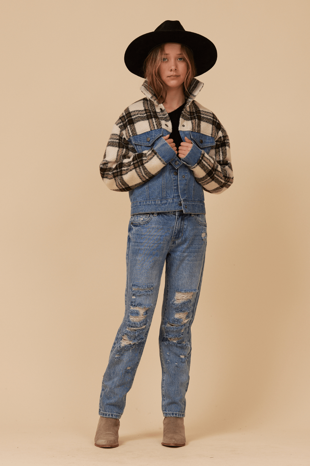 DENIM AND PLAID JACKET - Image 2