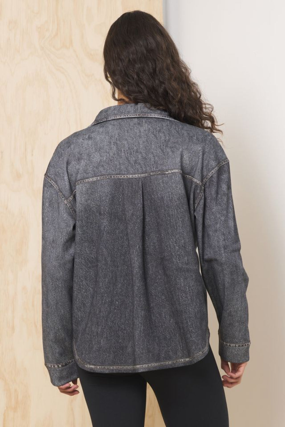 Denim Fleece Shacket - Image 4